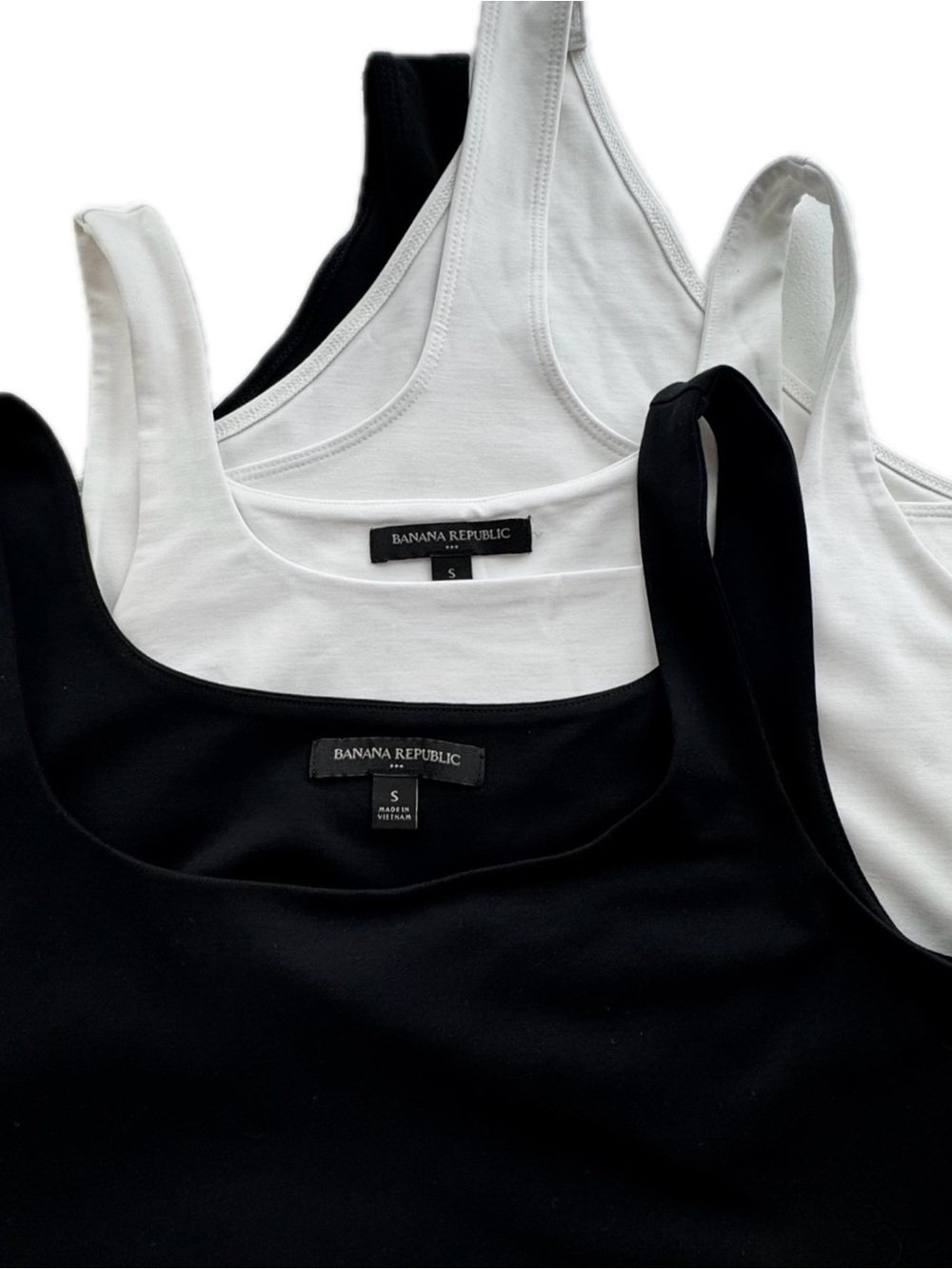 Banana Republic Set of 2 Bodysuits Black & White Sleeveless Stretch Small NWOT